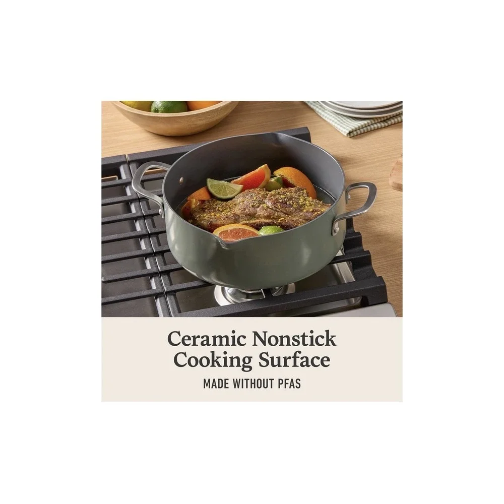 Calphalon Ceramic Nonstick 5-Qt. Dutch Oven with Lid, Silver Ash